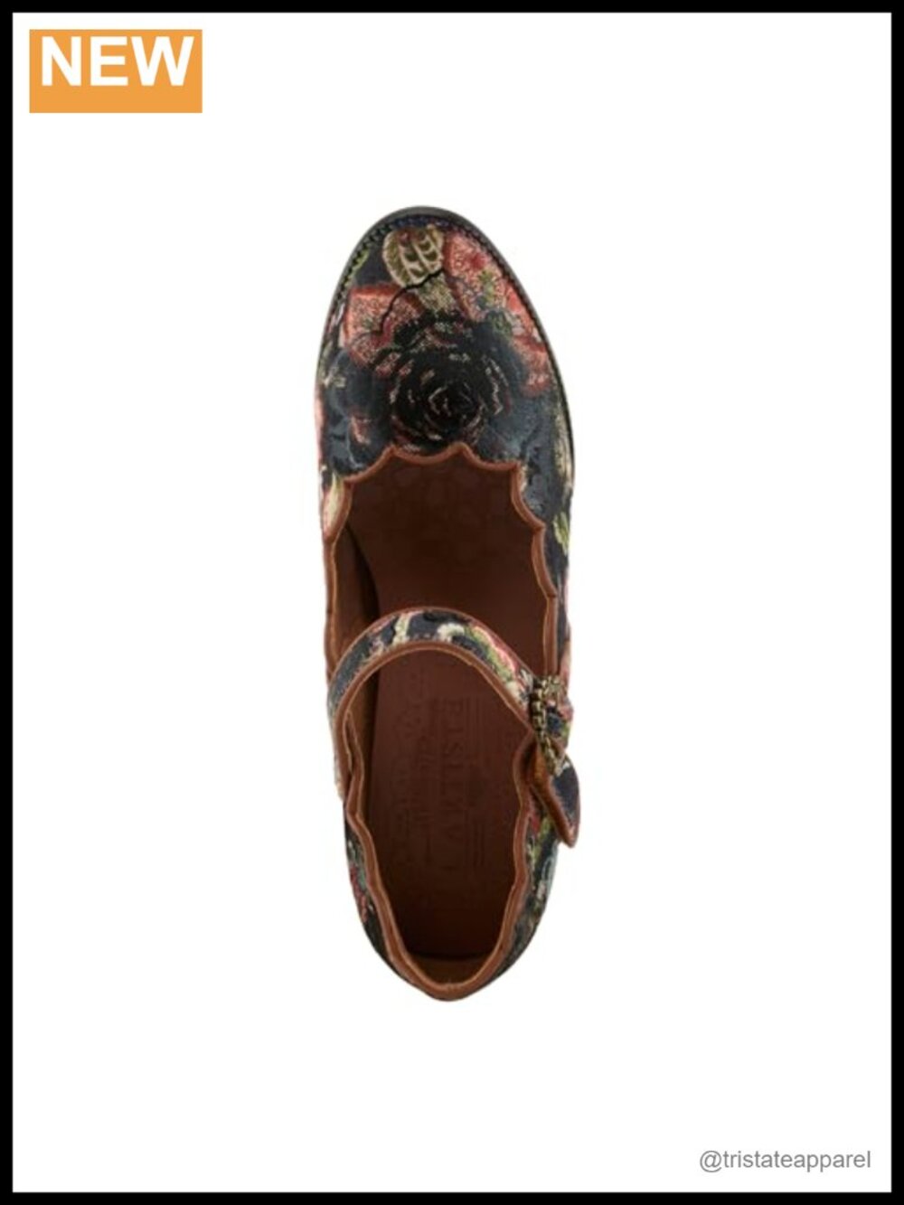 L'Artiste Adodora Mary Jane Pump Textile Leather Velvet Hook Loop - Picture 4 of 6